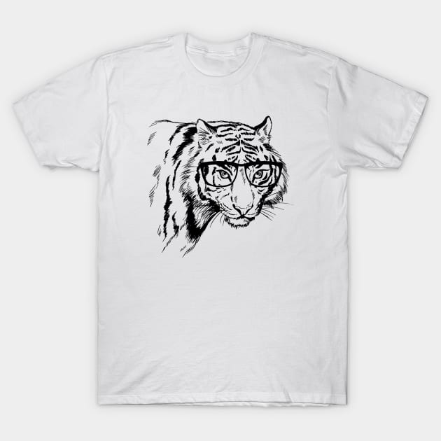 Tiger Head Hand Drawn T-Shirt by KC Happy Shop